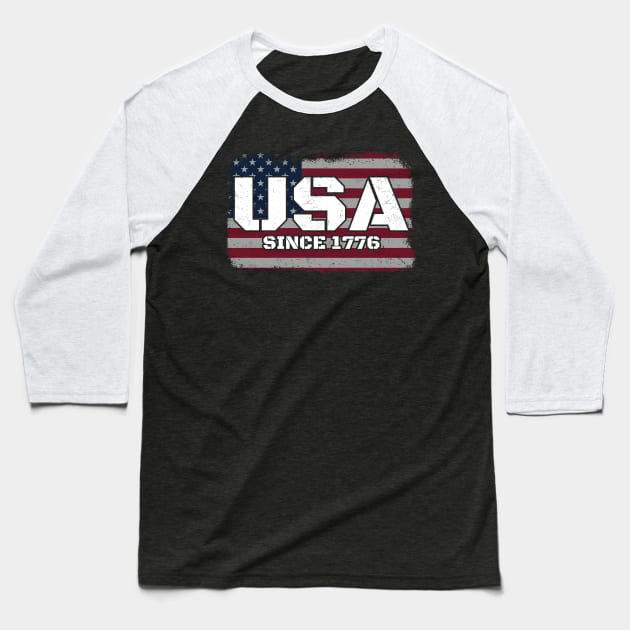 USA Since 1776 Flag - july 4th Baseball T-Shirt by Can Photo